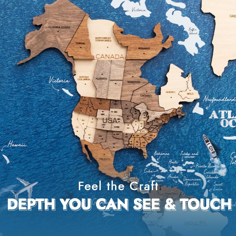 Premium Wooden World Map – Add Style to Your Home (Made in USA)