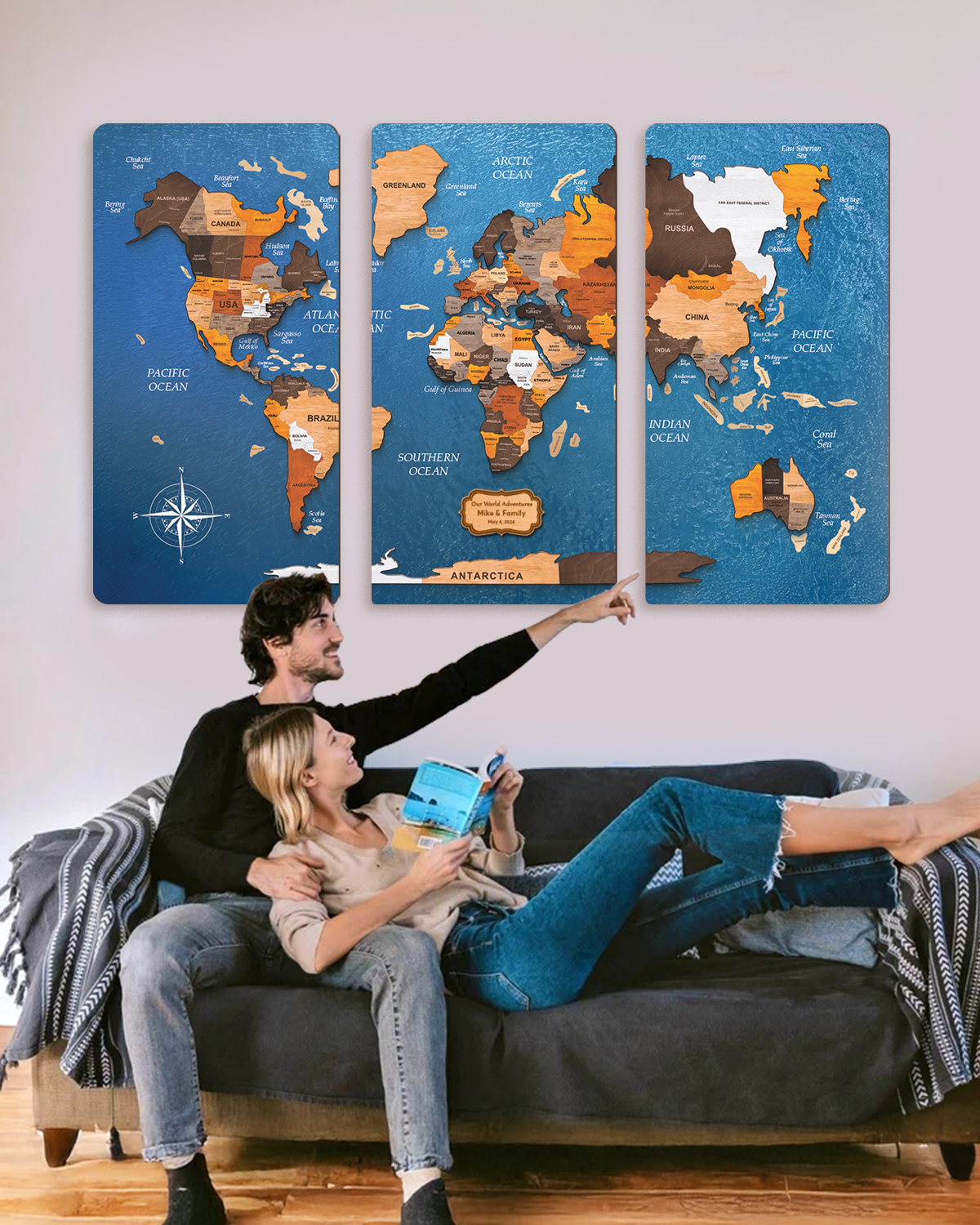 Personalized 3D Wooden World Travel Map Wall Decor, Wall Art, Explore Your Journey!