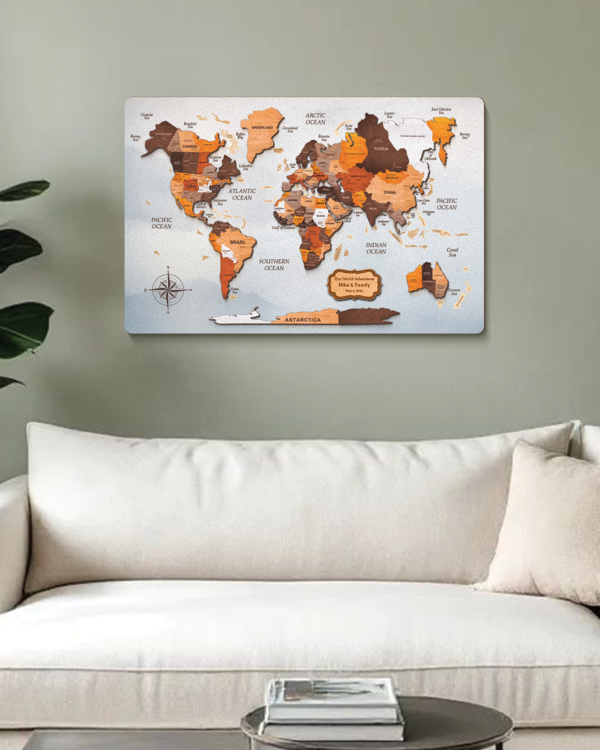 Personalized 3D Wooden World Travel Map Wall Decor, Wall Art, Explore Your Journey!
