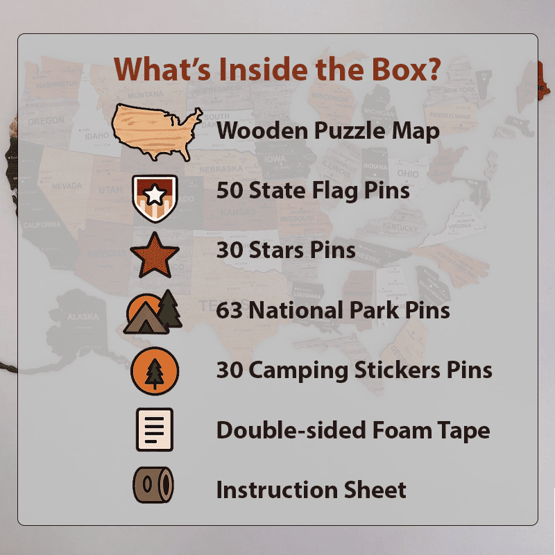 The United States & World Wooden Map Puzzle Full Packed (Made in USA)
