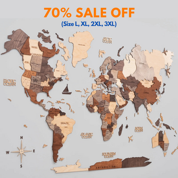 The 3D Wooden Travel World Map (Made in USA)