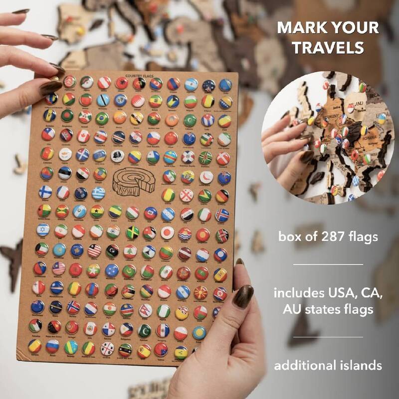 The 3D Wooden Travel World Map (Made in USA)
