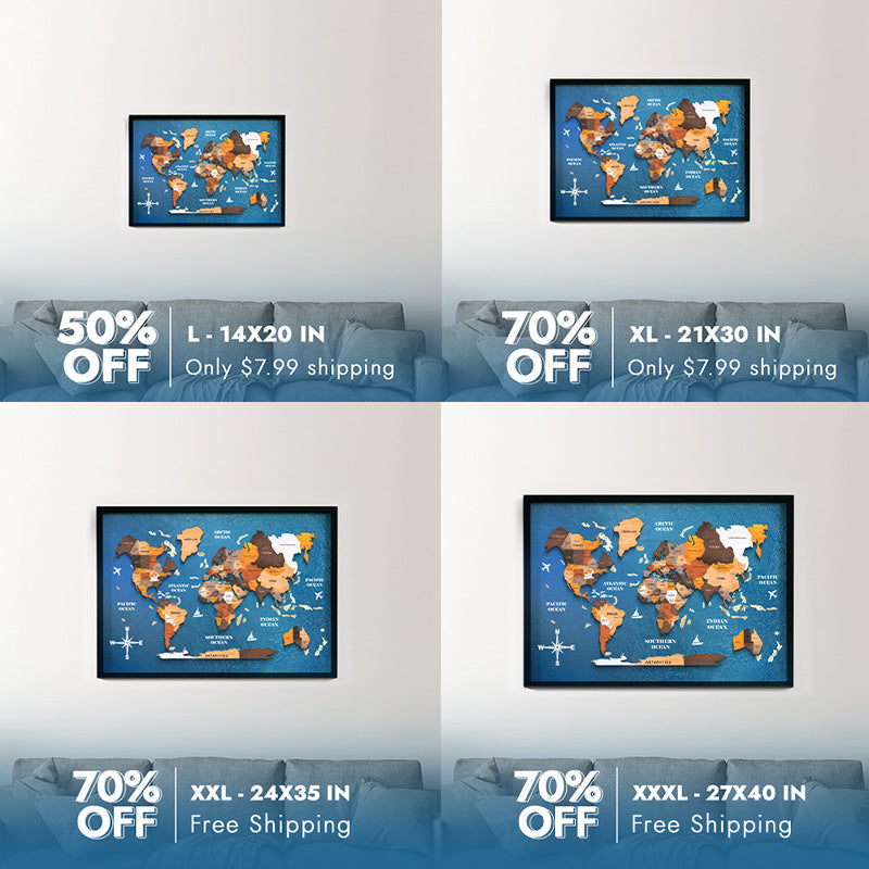 Premium Wooden World Map – Add Style to Your Home (Made in USA)