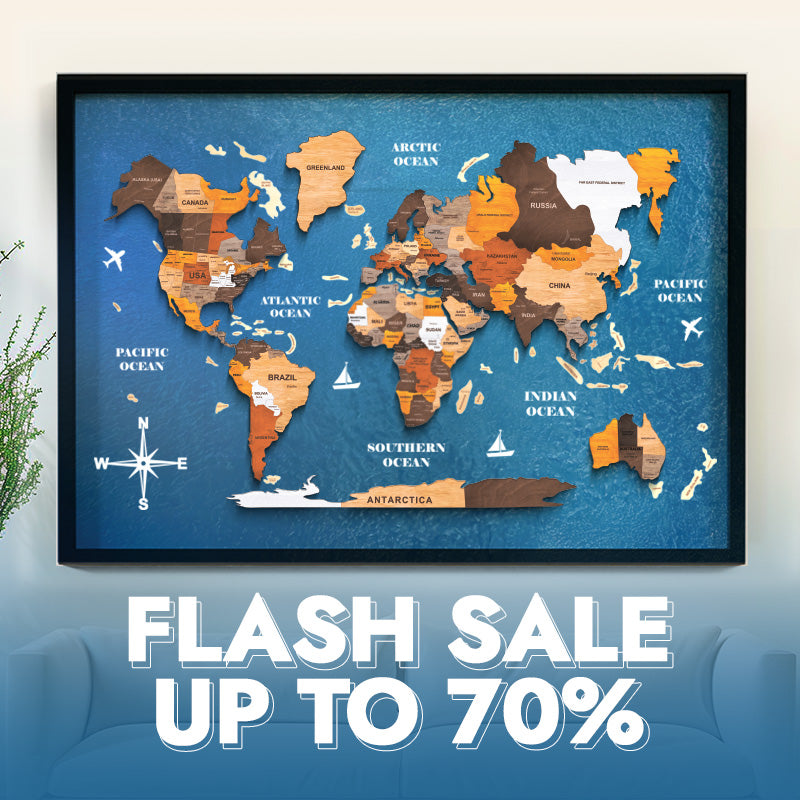 Premium Wooden World Map – Add Style to Your Home (Made in USA)