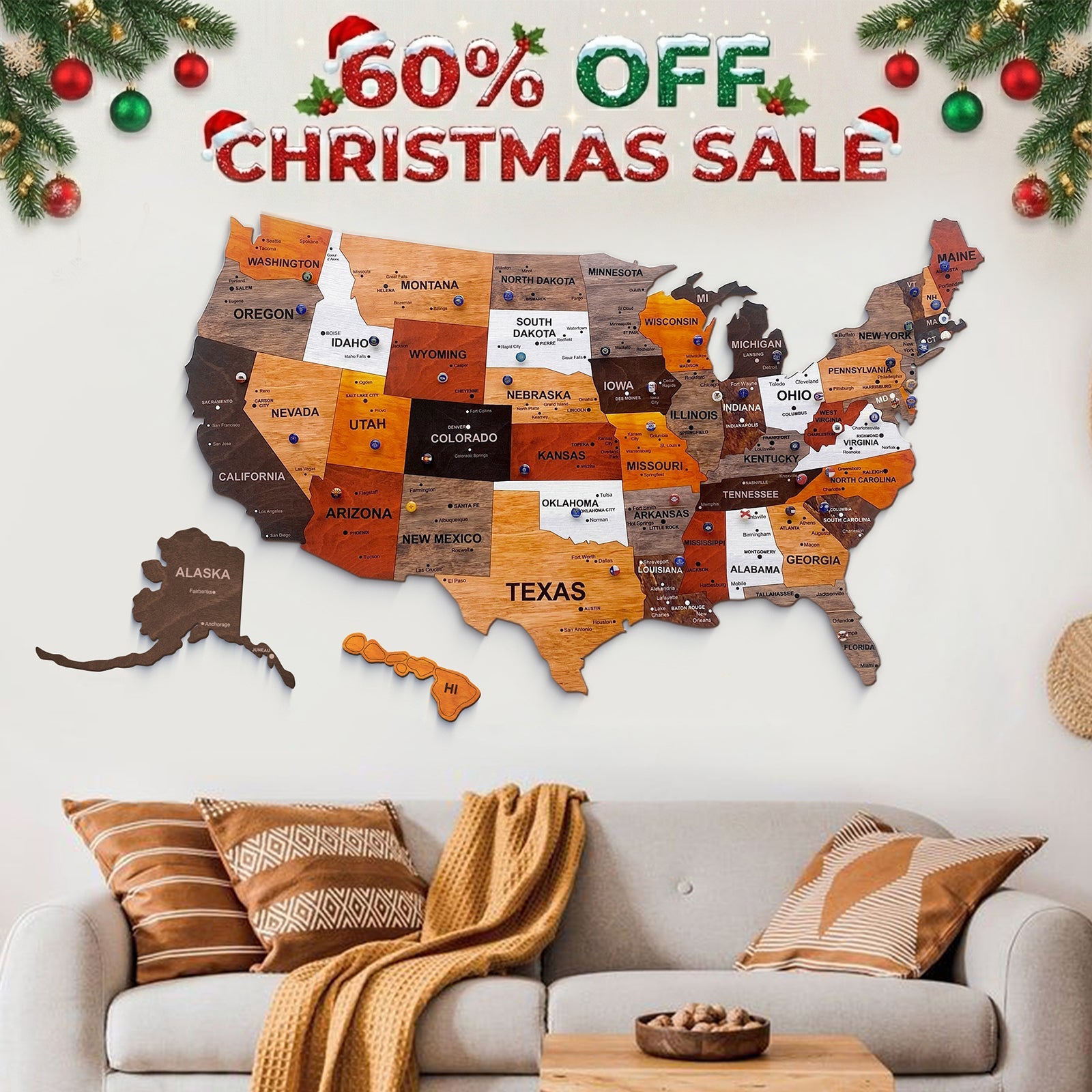 3D United States Wooden Map Puzzle