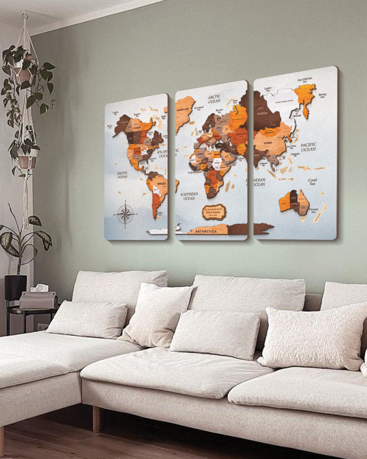 Personalized 3D Wooden World Travel Map Wall Decor, Wall Art, Explore Your Journey!