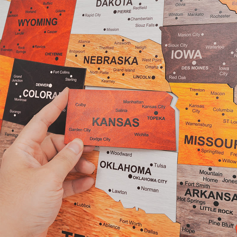 The United States & World Wooden Map Puzzle Full Packed (Made in USA)