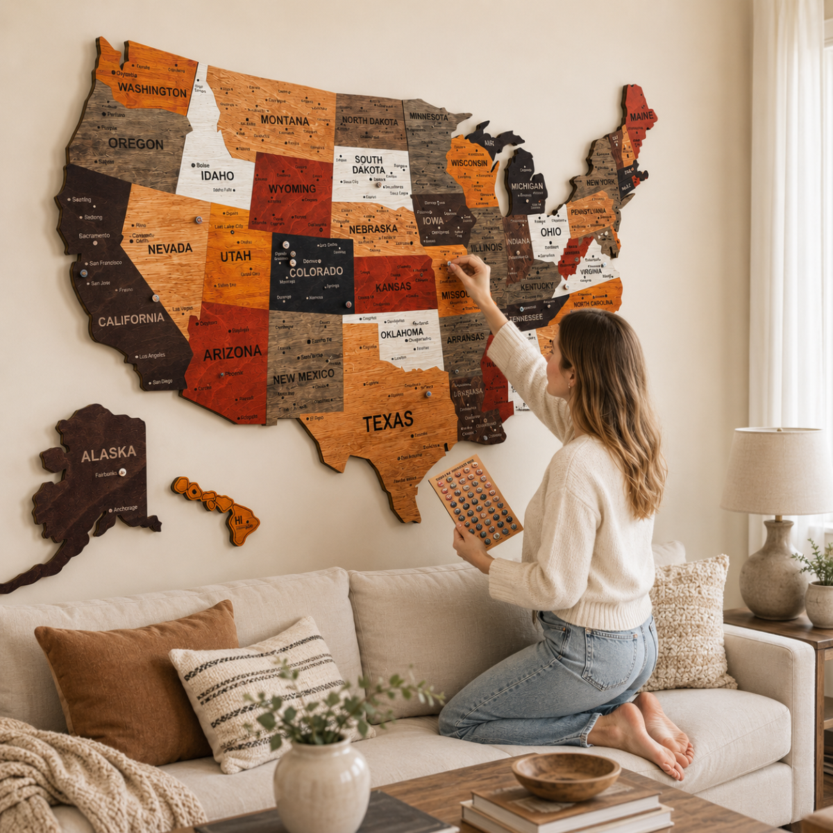 3D United States Wooden Map Puzzle