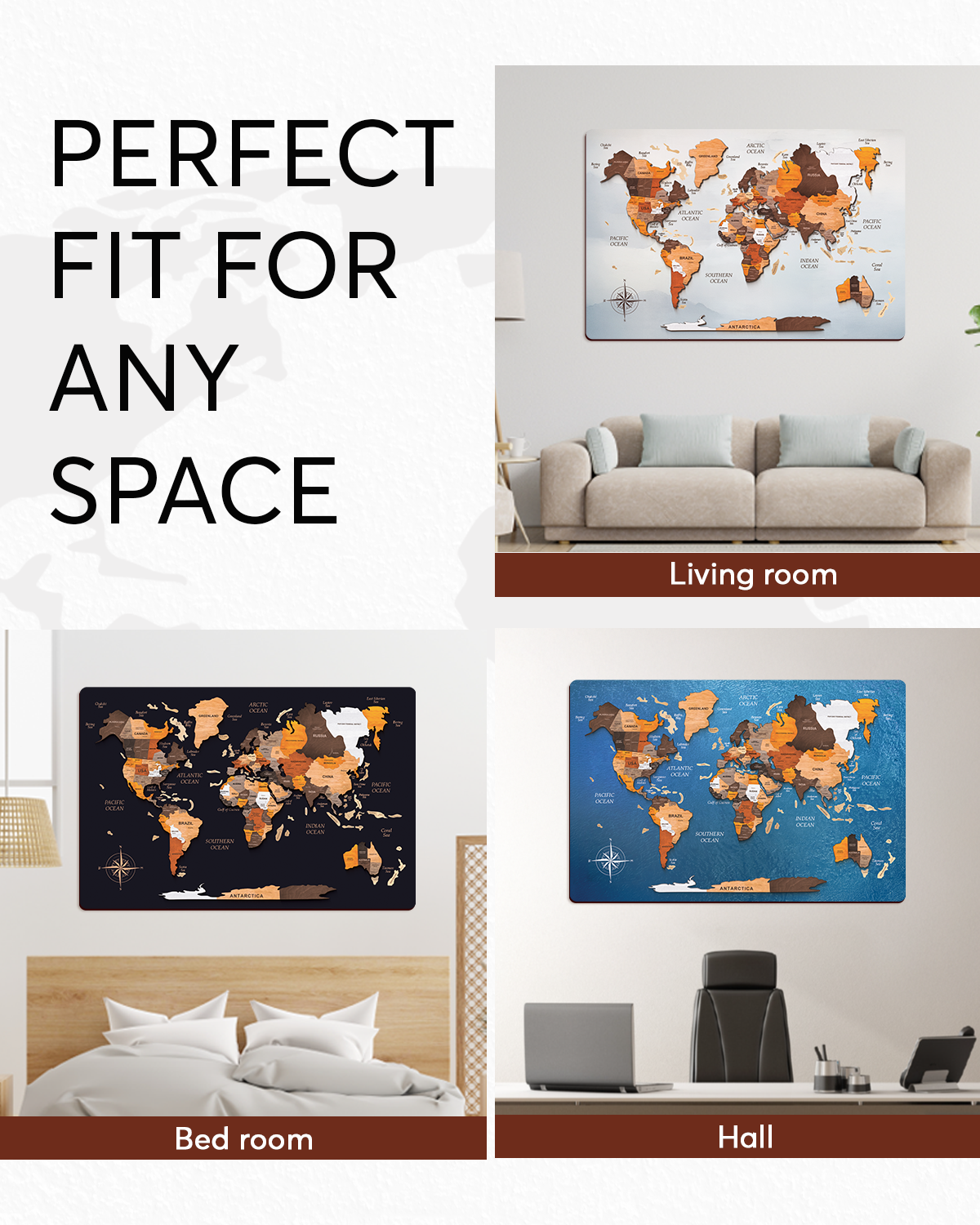 Personalized 3D Wooden World Travel Map Wall Decor, Wall Art, Explore Your Journey!