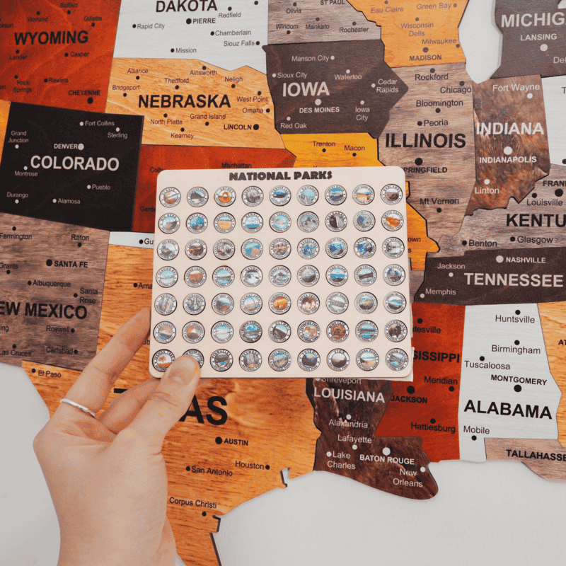 The United States & World Wooden Map Puzzle Full Packed (Made in USA)