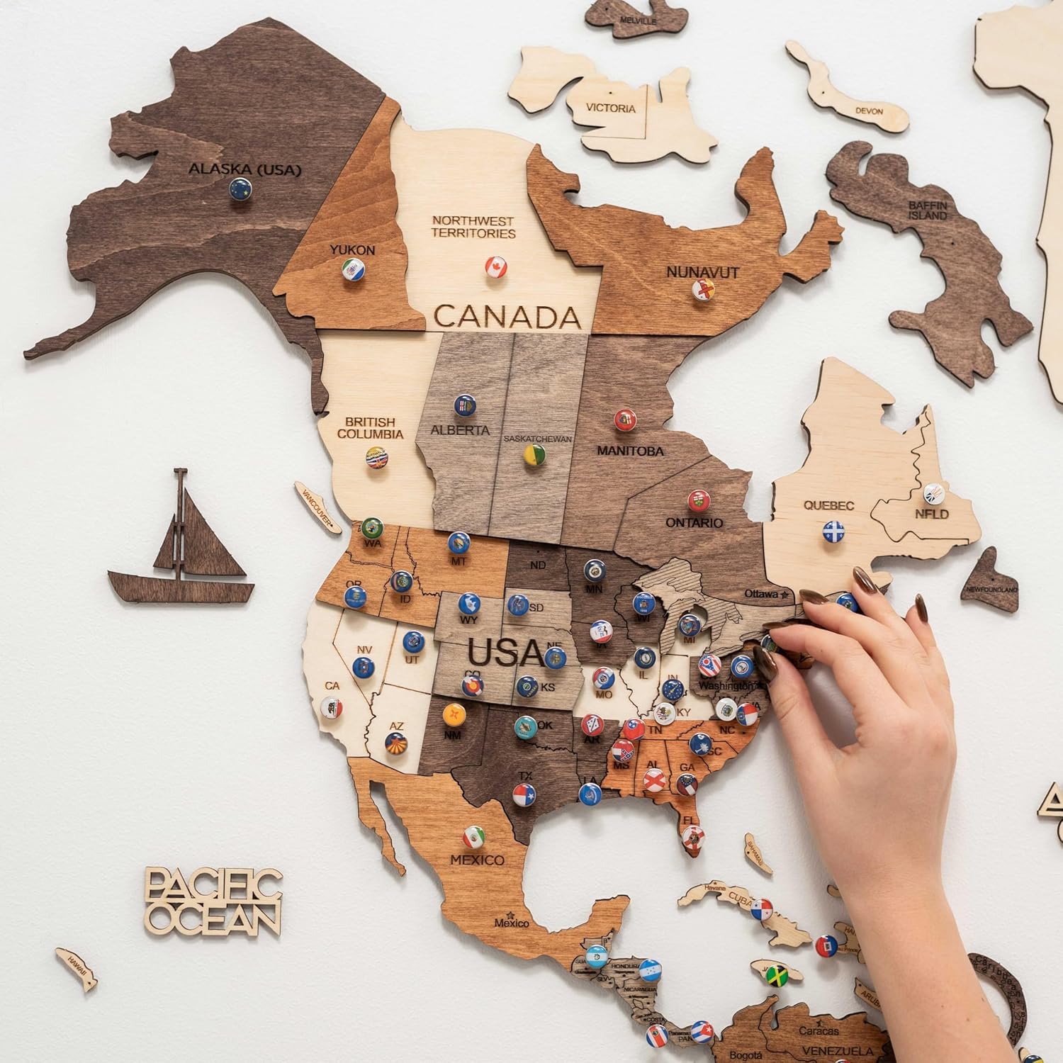 The 3D Wooden Travel World Map (Made in USA)