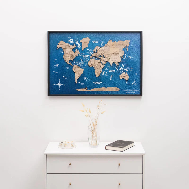 The 3D Wooden Travel World Map (Made in USA)
