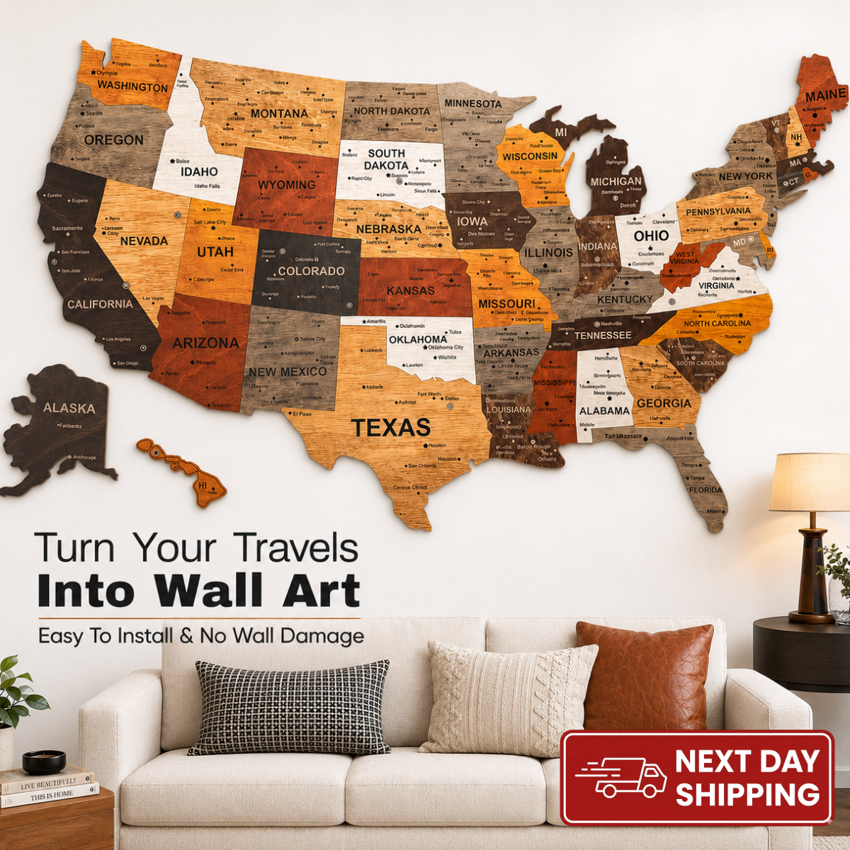 3D United States Wooden Map Puzzle