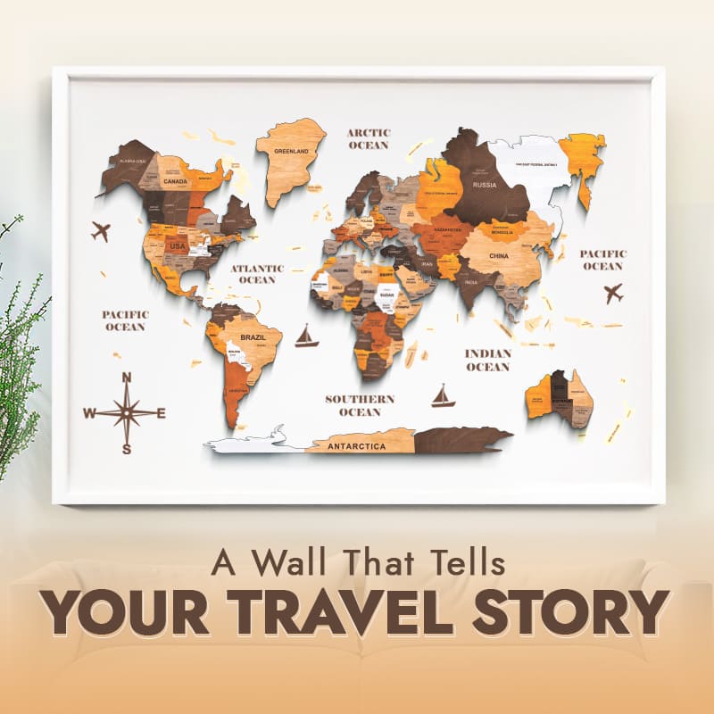 Premium Wooden World Map – Add Style to Your Home (Made in USA)