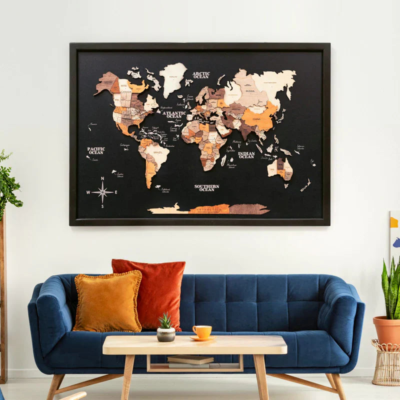 The 3D Wooden Travel World Map (Made in USA)